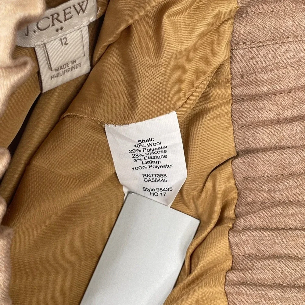 J.Crew‎ Camel Wool Blend Elastic Waist Mini Skirt with Pockets Size 12 95435